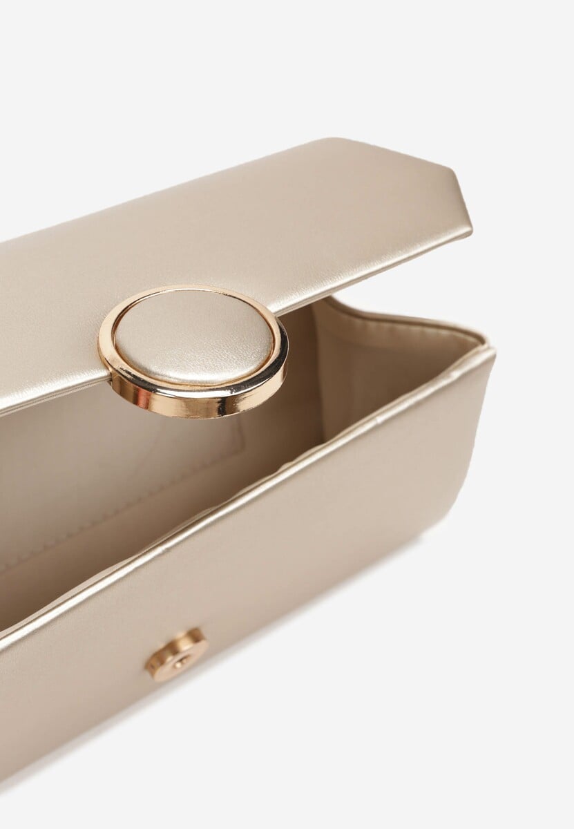 Złota Torebka Kopertówka z Magnetyczną Klapą i Odpinanym Łańcuszkiem Ahora