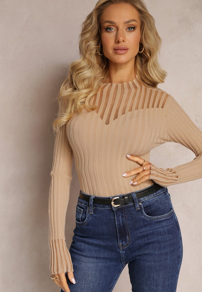 Jasnoróżowy Golf z Prześwitującymi Wstawkami Nirelle