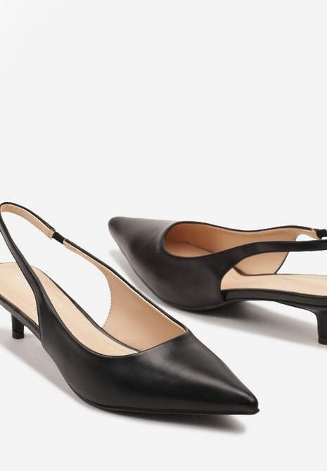 Czarne Sandały na Kaczuszce ze Szpiczastym Noskiem Slingback Farinea