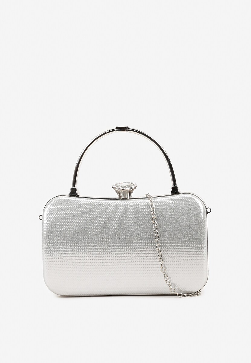 Srebrna Torebka Kopertówka z Ozdobną Rączką i Cyrkoniowym Zatrzaskiem Riverdi