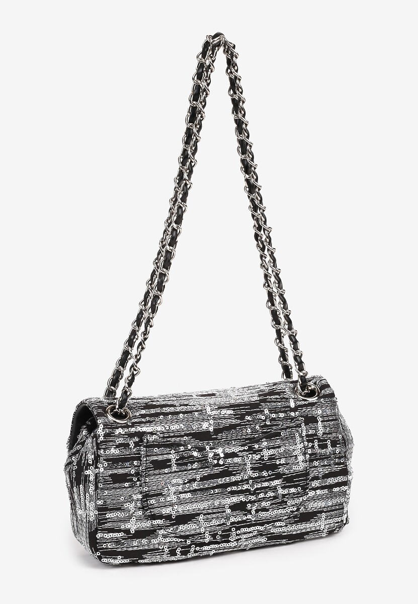 Czarna Cekinowa Torebka na Łańcuszku Efanela