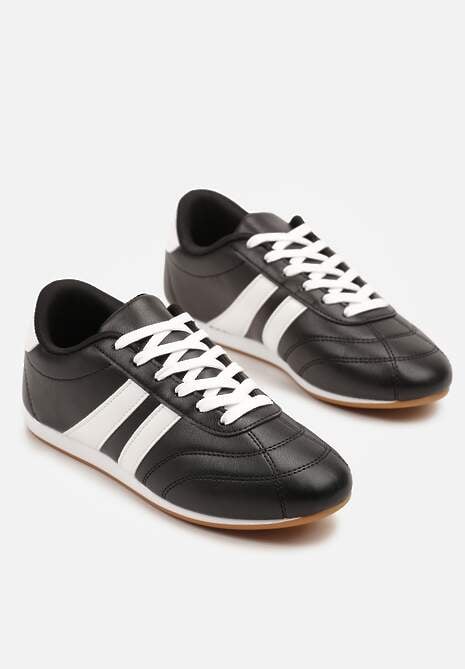 Czarne Sneakersy Typu Tenisówki z Paseczkami Liantina