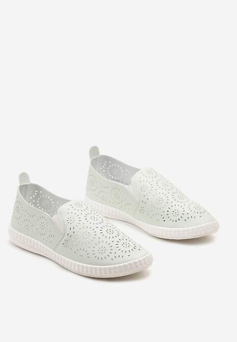 Jasnozielone Tenisówki przed Kostkę z Ażurową Cholewką Giasha