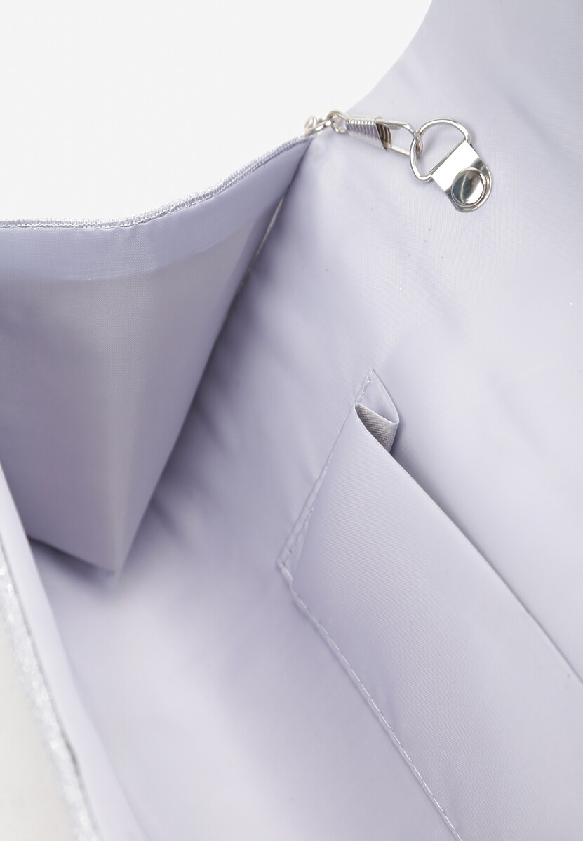 Srebrna Torebka Kopertówka z Połyskiem Ozdobnie Marszczona Arutha