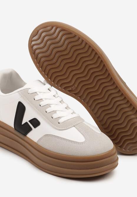 Białe Sneakersy na Kauczukowej Podeszwie Ellirielle