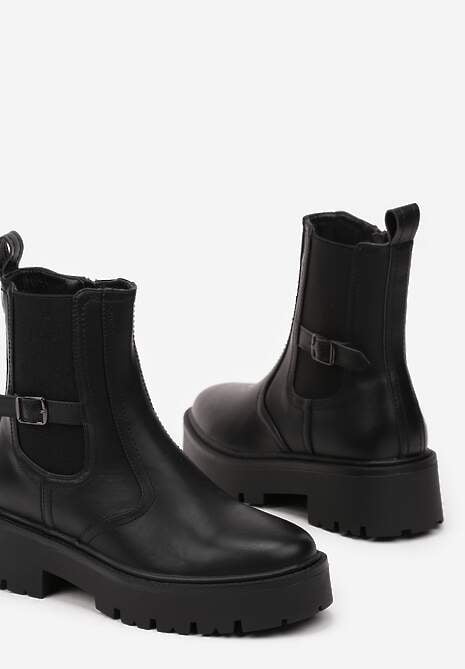 Czarne Botki w Stylu Sztybletów Grunge Batitana