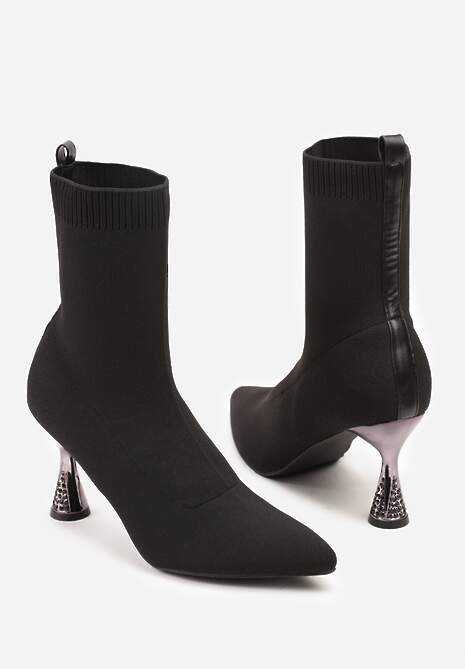 Czarne Wsuwane Botki Vices na Klepsydrzez Cyrkoniami Ashirria