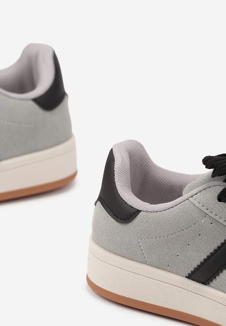 Szaro-Czarne Sneakersy z Geometrycznym Wzorem Rillomia