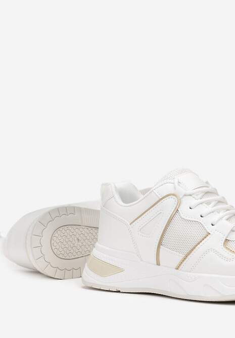 Białe Sneakersy na Ozdobnej Podeszwie ze Sznurowaniem Clarie