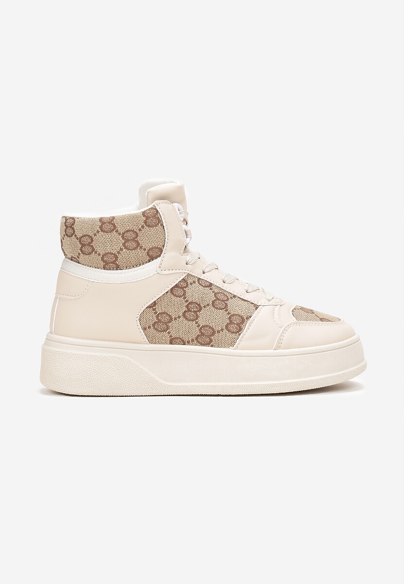 Beżowe Sneakersy na Grubej Podeszwie za Kostkę Melainthe