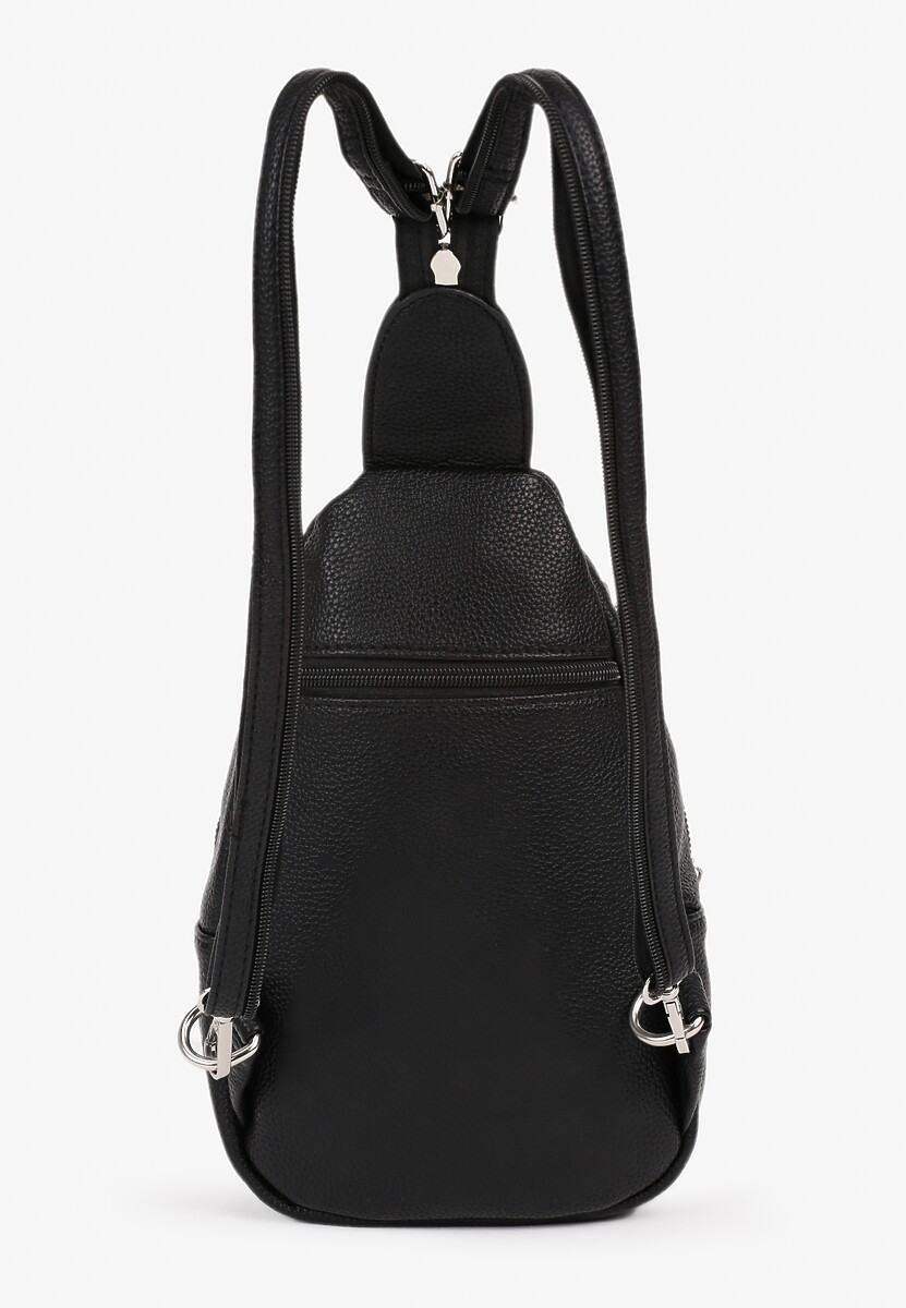 Czarny Plecak z Dwoma Komorami Ozdobiony Klapą Nanovela