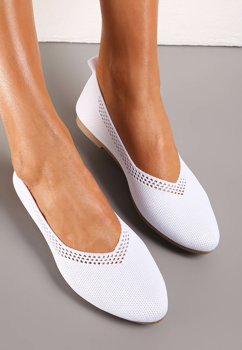 Czarne Płaskie Balerinki z Siateczkowego Materiału Nelibra