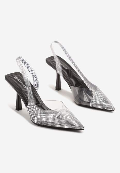Czarne Transparentne Sandały Slingback z Cyrkoniami Harilssa