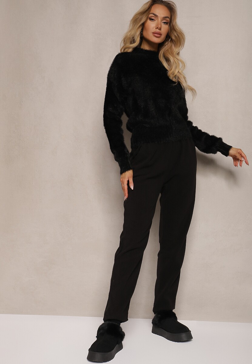 Granatowe Spodnie Dresowe z Gumką w Pasie Imith