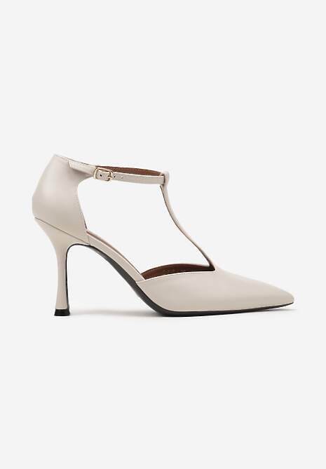 Białe Szpilki z Pionowym Paseczkiem Isorela