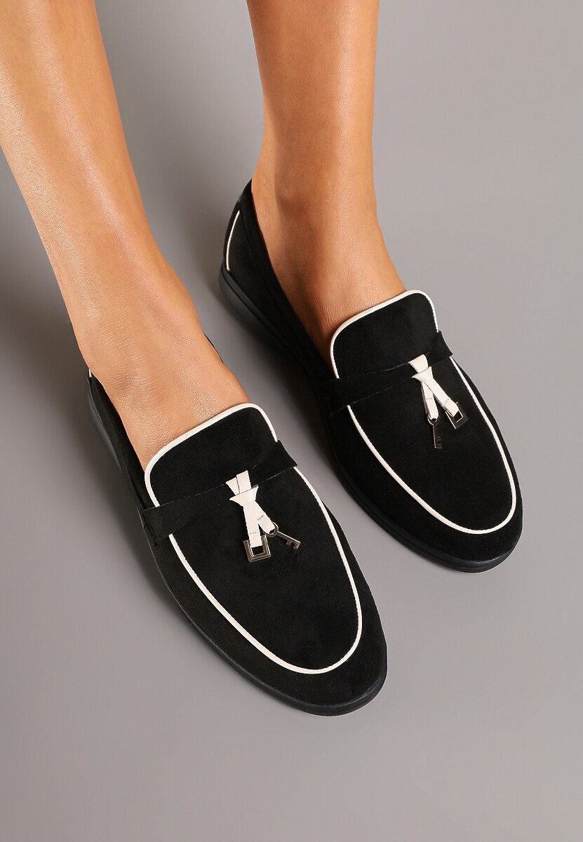 Czarno-Białe Klasyczne Mokasyny z Ekozamszu Deorielis