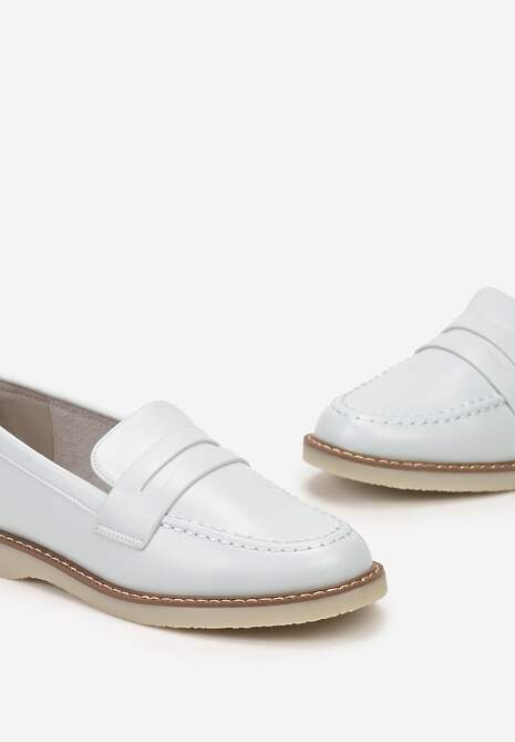 Niebieskie Klasyczne Mokasyny Ozdobione Wstawką i Przeszyciem Berdafa