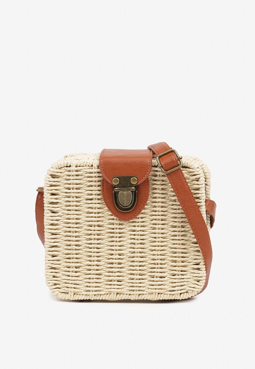 Beżowa Pleciona Torebka Typu Listonoszka Revadene