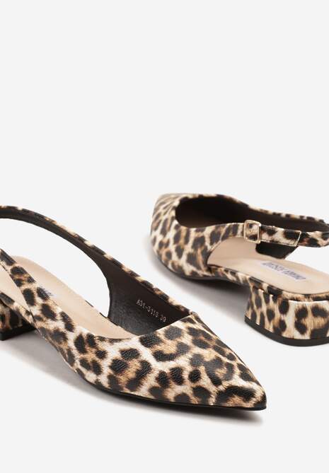 Panterkowe Sandały na Słupku Typu Slingback Odavine