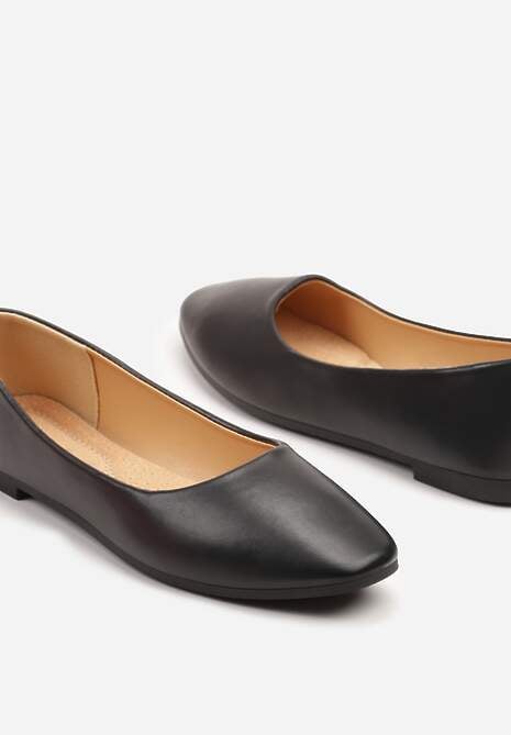Czarne Klasyczne Balerinki z Wkładką ze Skóry Naturalnej Amilora