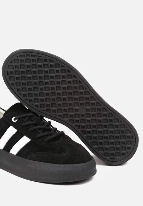Czarne Sneakersy Klasyczne Tenisówki ze Skóry Naturalnej Alotia
