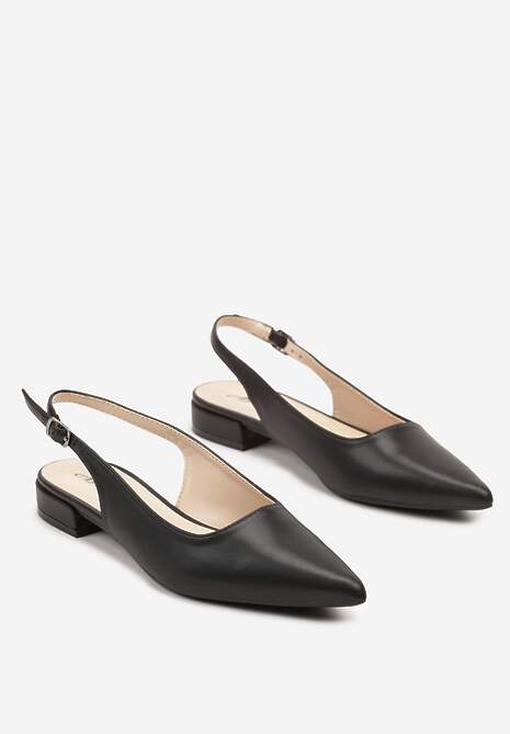 Czarne Sandały ze Szpiczastym Noskiem Zapinane na Sprzączkę Radeoriel
