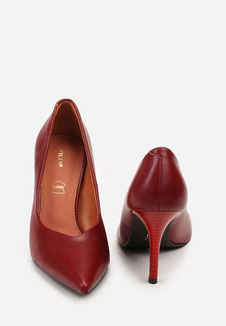 Bordowe Szpilki Vices z Wkładką ze Skóry Naturalnej Anistte