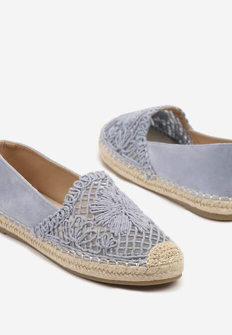Jasnoniebieskie Ażurowe Espadryle na Podeszwie z Plecionki Nusariana