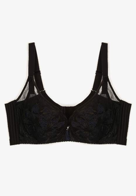 Czarny Biustonosz z Transparentnymi Wstawkami i Regulowanymi Ramiączkami Zetida