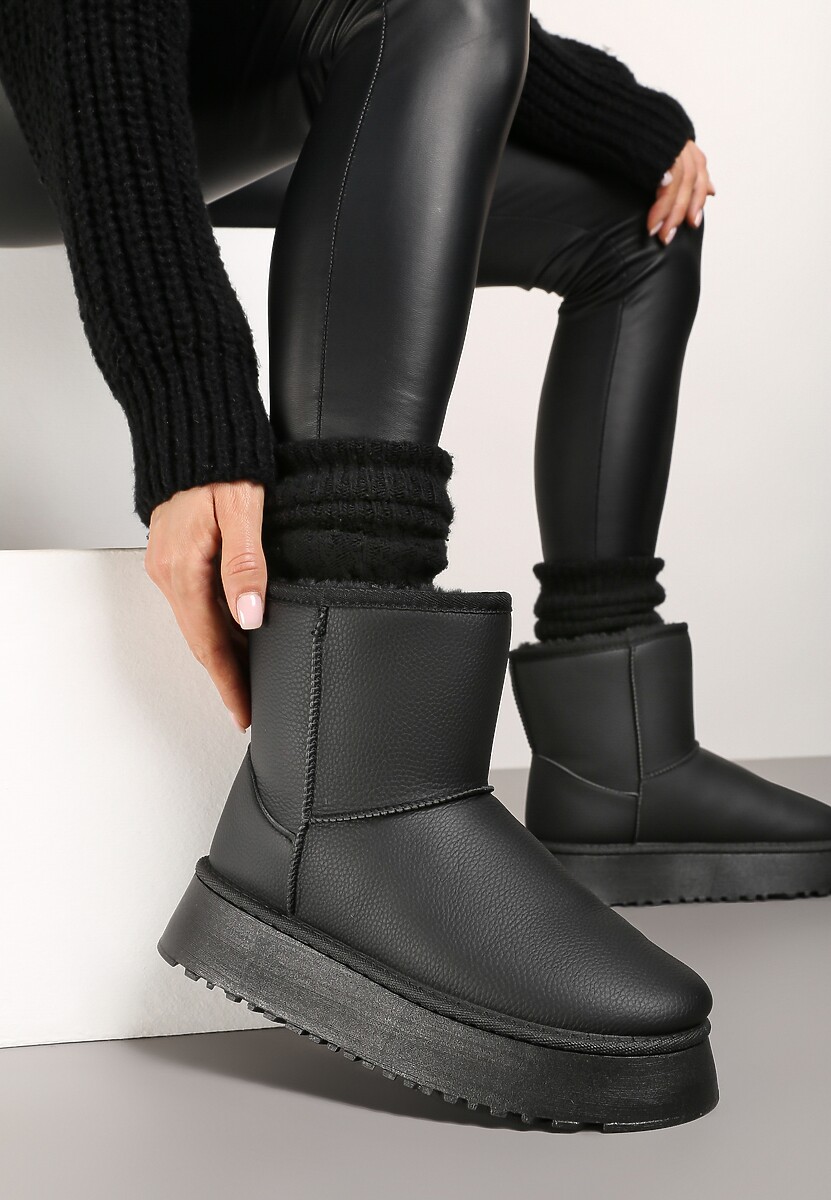 Czarne Śniegowce na Platformie Mocno Ocieplane Miage