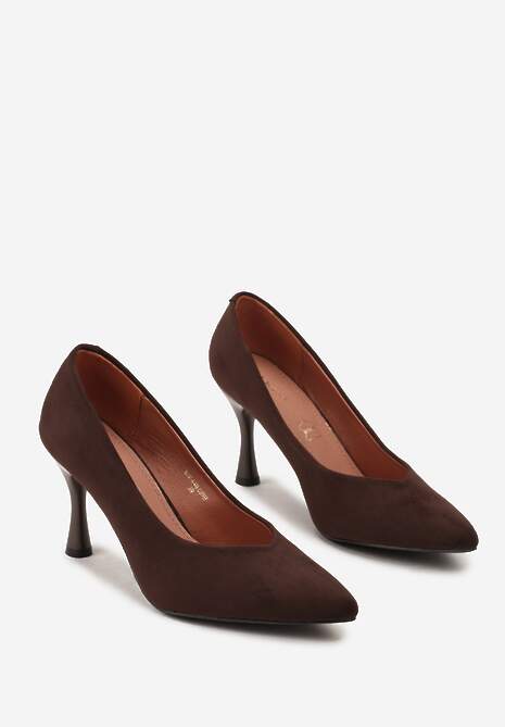 Brązowe Szpilki Vices z Wkładką ze Skóry Naturalnej Muzite