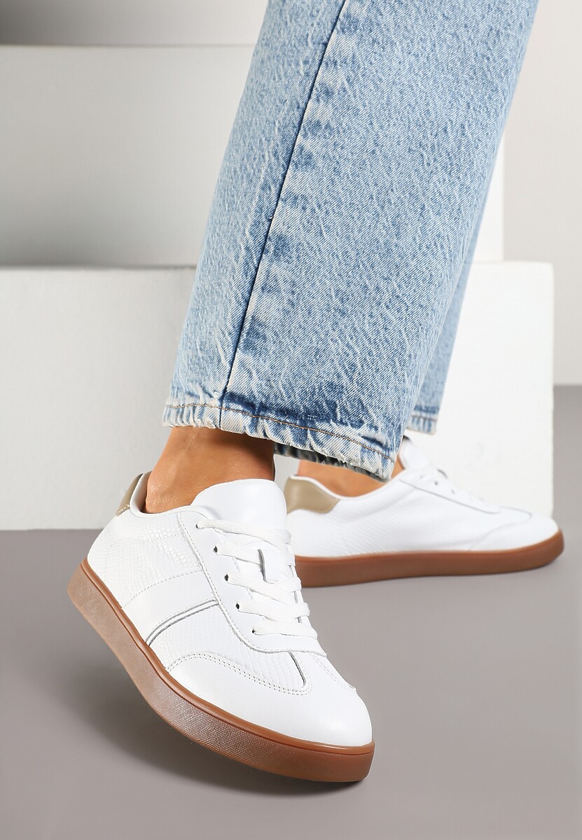 Białe Sneakersy ze Skóry Naturalnej z Przeszyciami Tilliossa