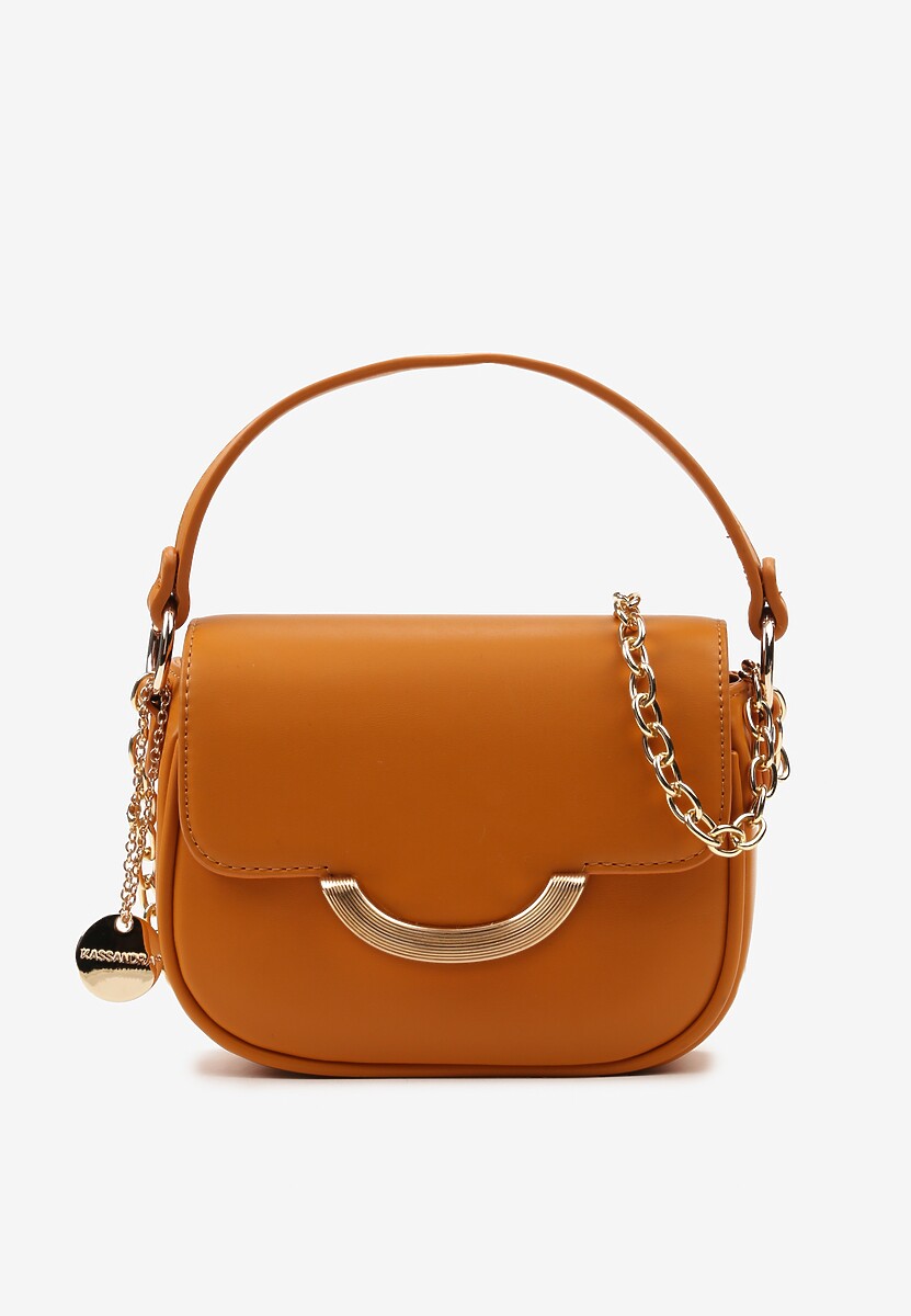 Brązowa Klasyczna Torebka z Dwoma Paskami i Kieszonką na Suwak Aintait