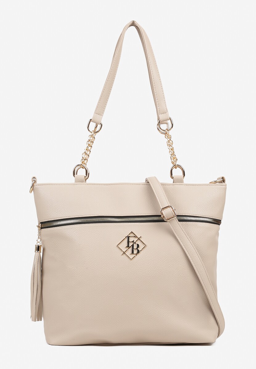 Brązowa Torebka Typu Shopper z Ozdobnymi Rączkami i Paskiem na Ramię Idaloriela