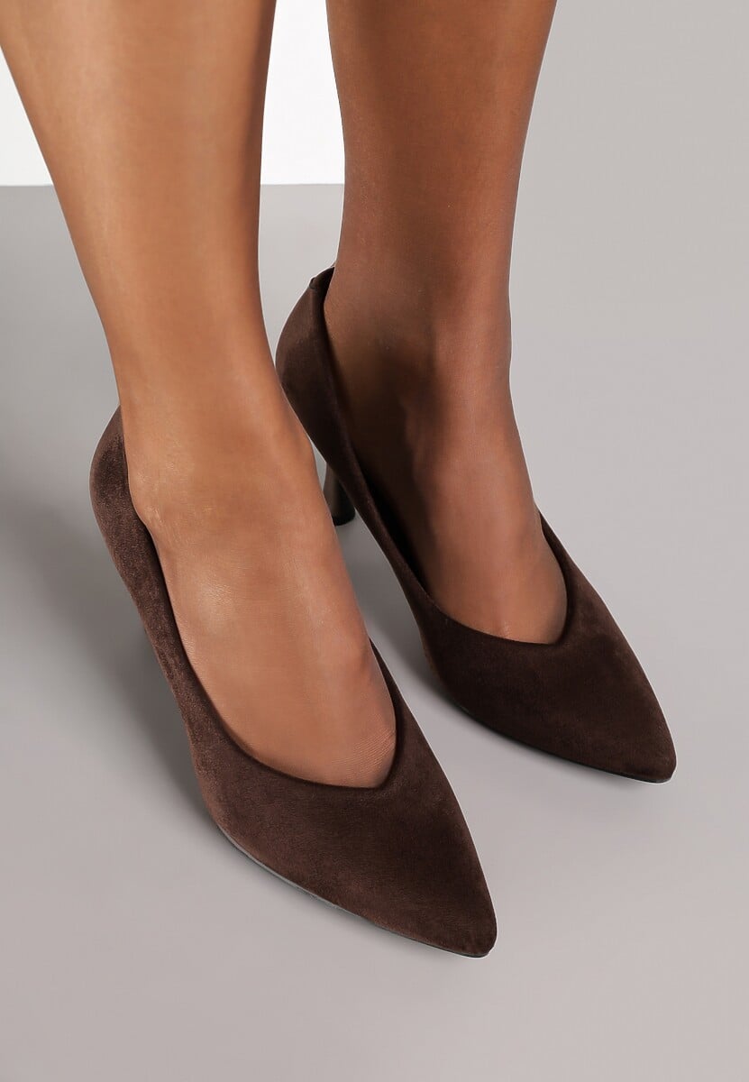 Brązowe Szpilki Vices z Wkładką ze Skóry Naturalnej Muzite