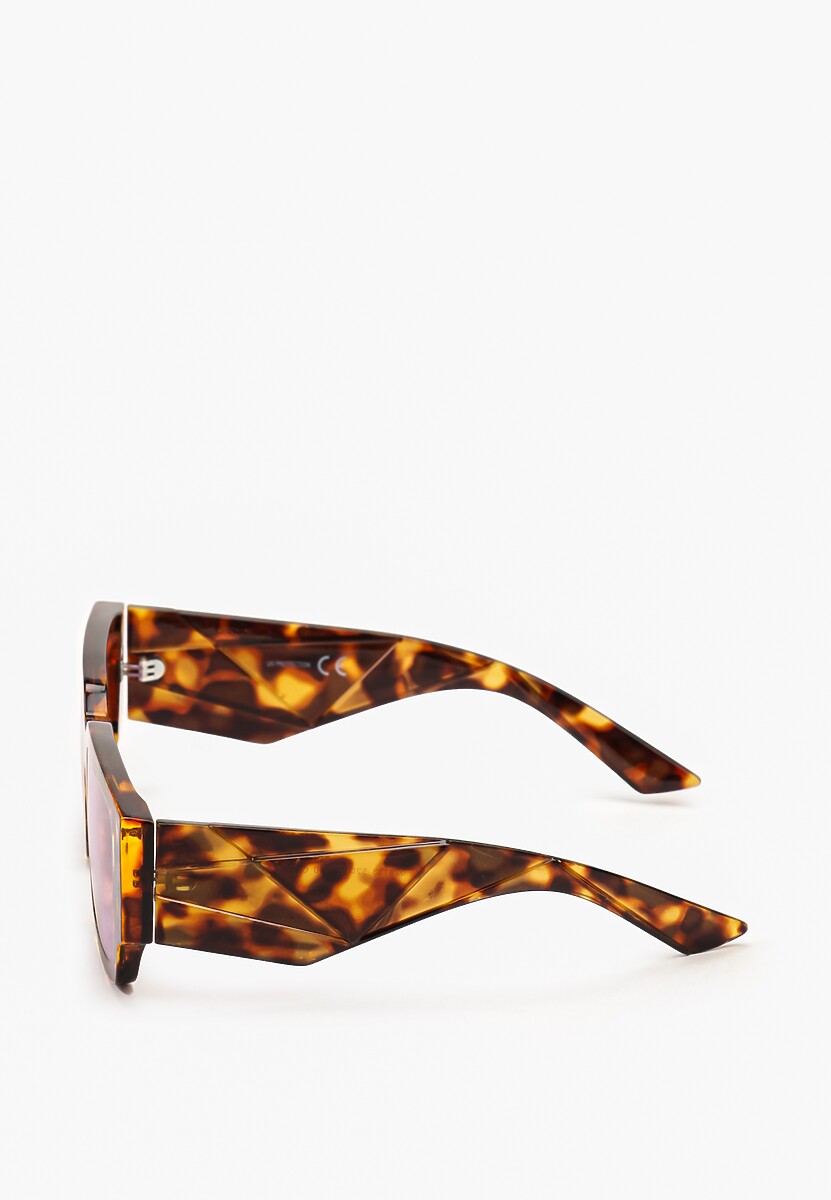 Brązowe Okulary Przeciwsłoneczne o Geometrycznym Kształcie Naldia