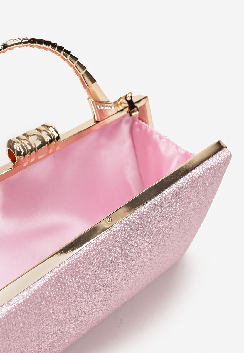 Różowa Brokatowa Torebka Kopertówka na Łańcuszku Braida