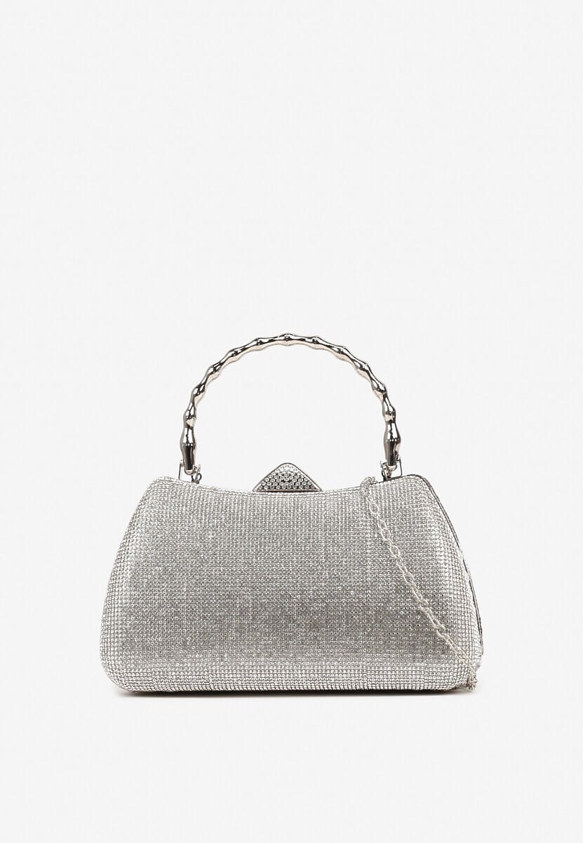 Szampańska Torebka Kopertówka na Ramię i do Ręki z Ozdobną Rączką i Cyrkoniami Latanella