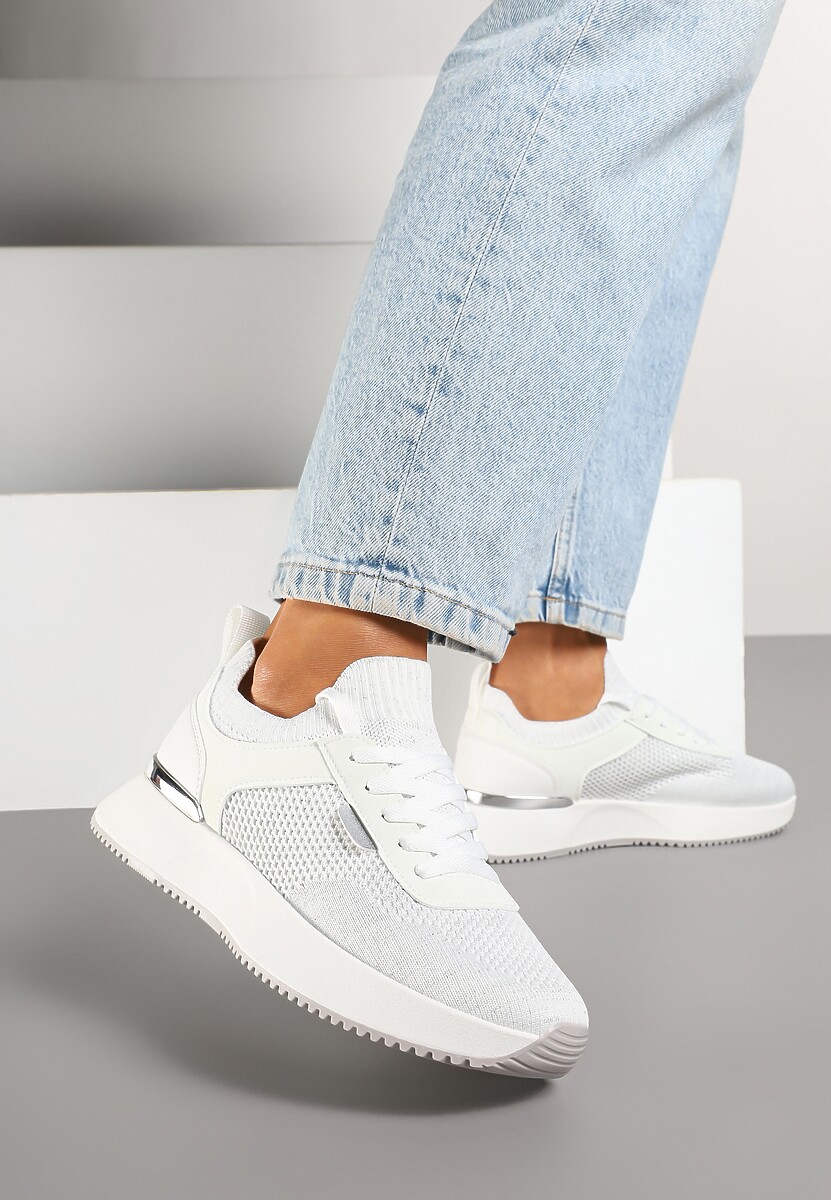 Niebieskie Sneakersy z Siateczkową Cholewką Saramis