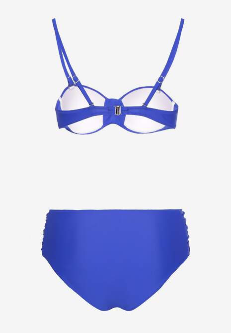 Niebieskie Bikini Figi i Usztywniany Biustonosz z Marszczeniem Vintelle