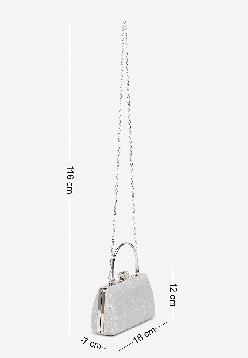 Srebrna Torebka Kopertówka z Marszczeniem i Metaliczną Nicią Lattimia