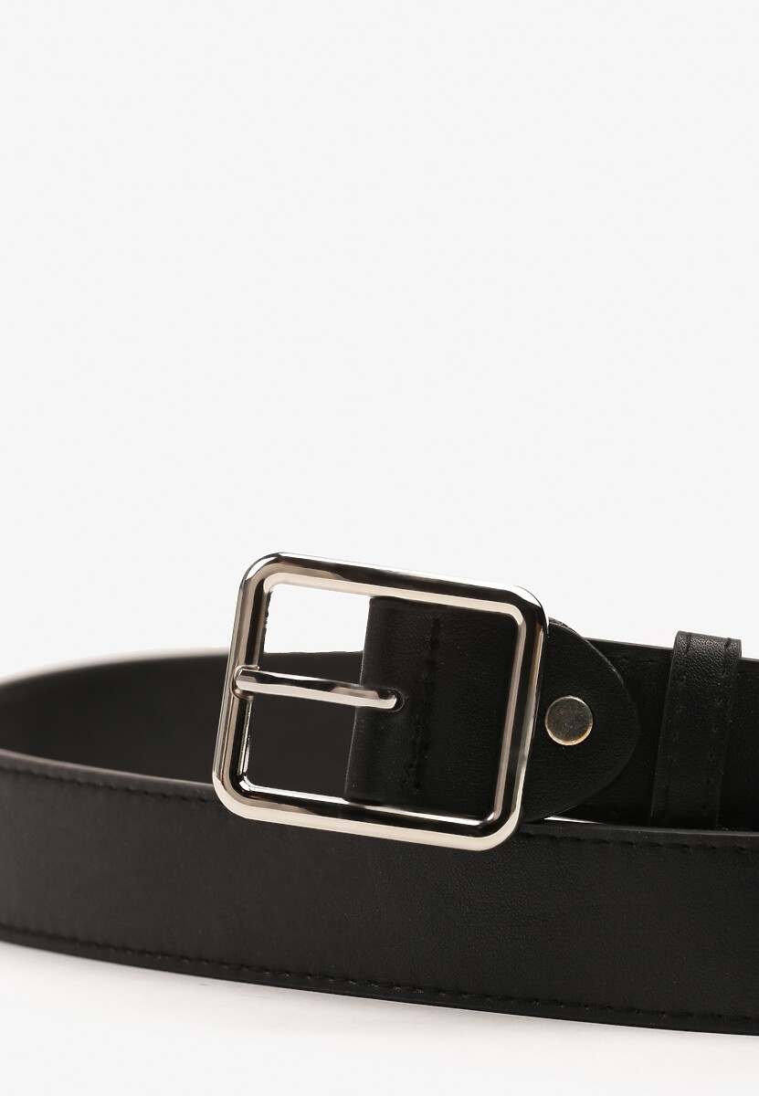 Czarny Klasyczny Pasek z Geometryczną Klamrą Mevinala