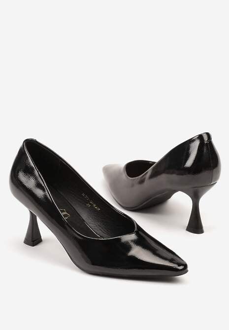 Czarne Eleganckie Czółenka Vices na Klepsydrze ze Skórzaną Wkładką Dedvire