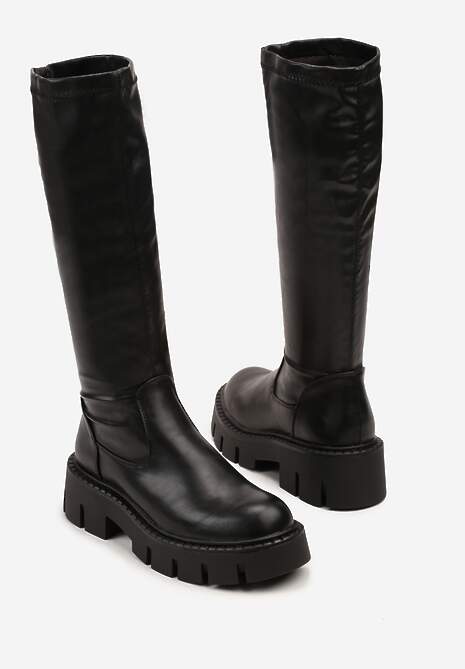 Czarne Kozaki Vices na Platformie w Stylu Grunge Endie