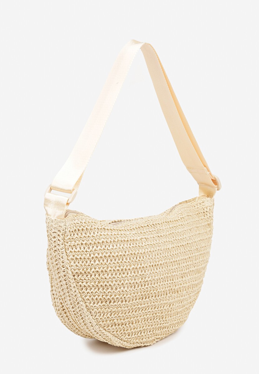Beżowa Torebka Listonoszka z Plecionki Galisenia