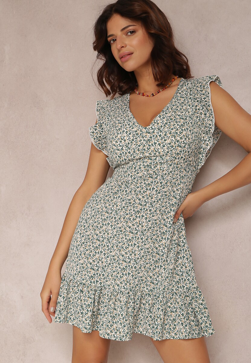 Biało-Zielona Sukienka Sylphedice