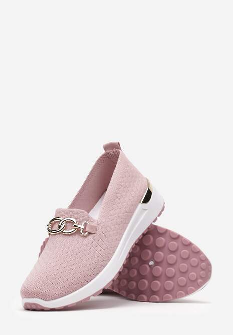 Różowe Wsuwane Półbuty w Stylu Tenisówek Ozdobione Klamrą Wiatalia