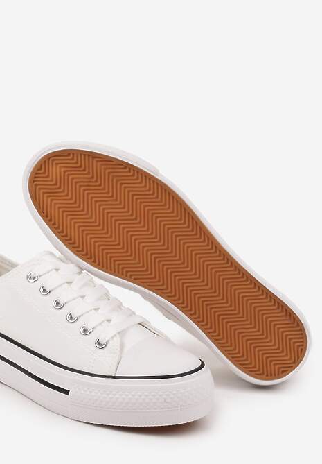 Czarno-Białe Trampki Basic z Cholewką przed Kostkę na Niskiej Platformie Senadra