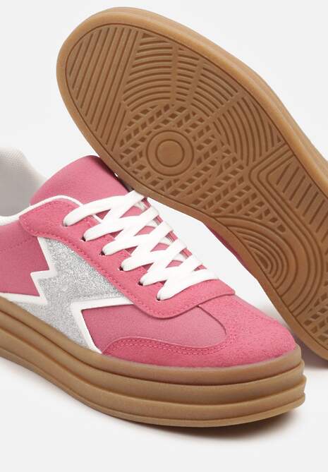 Fuksjowe Sneakersy w Stylu Tenisówek Ozdobione Geometrycznym Wzorem Tolivanna