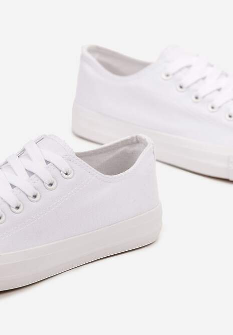 Białe Klasyczne Trampki Sznurowane Przed Kostkę Elleriome